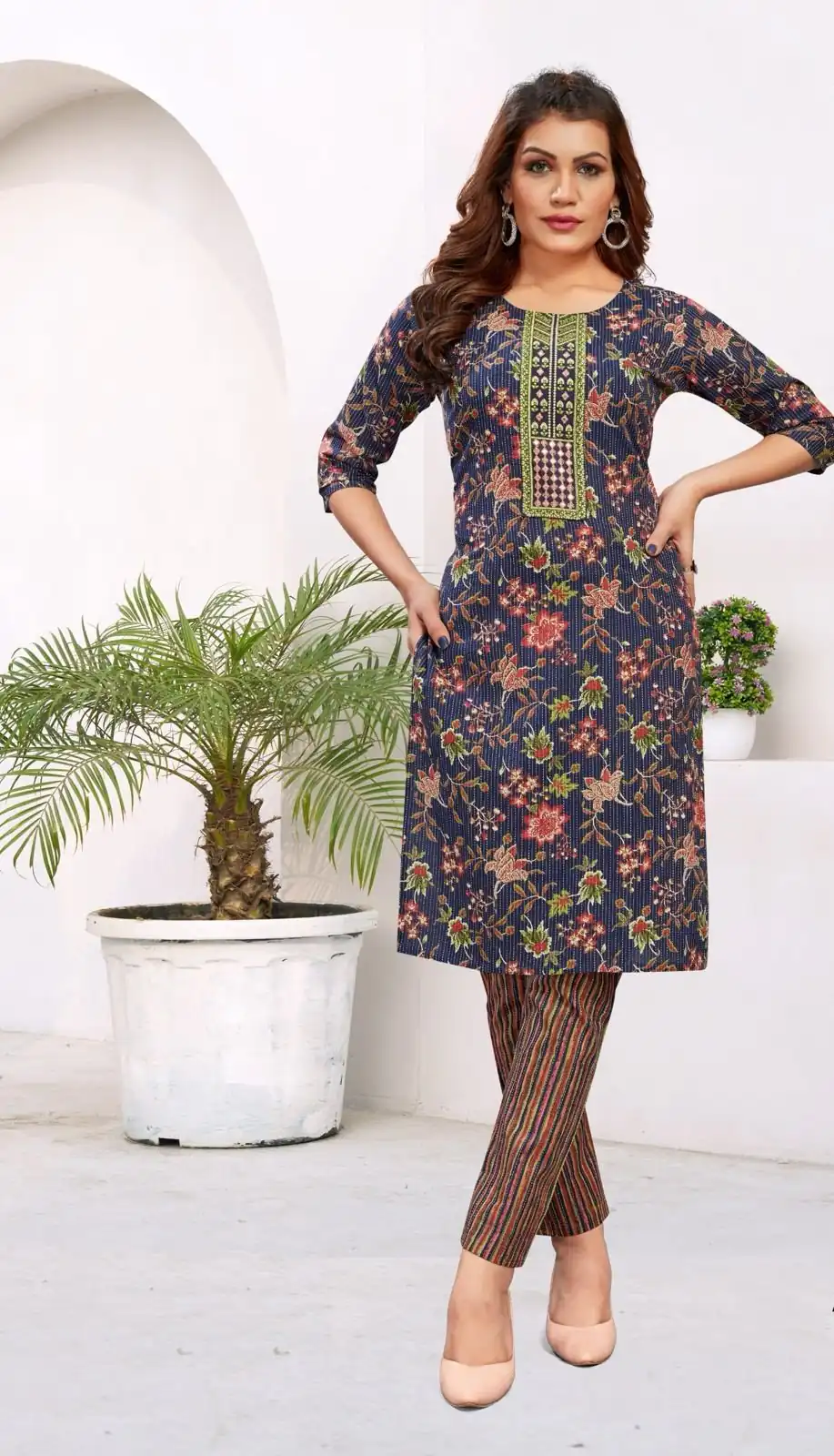 INLI Samaira Royal Blue Heavy Cambric Cotton Print Embroidery Work Kurti Casual, Wedding, Party, Festive, Events Expected Delivery 4-6 Working Days @1499 | Kurti, Bollywood Kurti, Creative Kurtis, Designer Kurti, Party Wear Kurti, Selfie Kurti