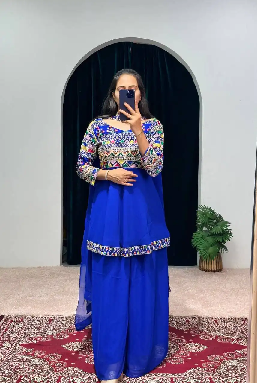 ST 1048 Royal Blue Color Georgette Heavy Embroidery Salwar Suit Casual, Wedding, Party, Festive, Events Etc. Expected Delivery 4-6 Working Days @2179/- | Jump Suits, Salwar suit, Designer Suits, Casual Suits, Creative suits, Palazzo Suits, Party Wear Suits, Patiala Suits, Straight Suits