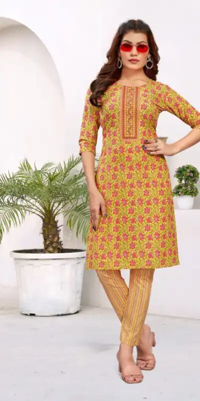 INLI Samaira Yellow Color Heavy Cambric Cotton Print Embroidery Work Kurti Casual, Wedding, Party, Festive, Events . Expected Delivery 4-6 Working Days @1499 | Kurti, Bollywood Kurti, Creative Kurtis, Designer Kurti, Party Wear Kurti, Selfie Kurti