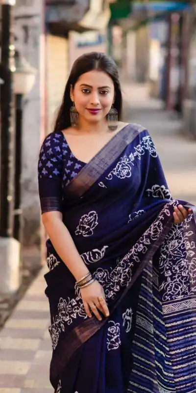 NT 493 Blue Color Plain Linen Digital Printed All Over Saree Events Casual Wedding Festive . Expected Delivery  4-6 Working Days @1449/- | Sarees, Bollywood Sarees, Creative Sarees, Designer Sarees, Embroidered Sarees, Ethnic Saree, Modern Digital sarees, Party Wear Sarees