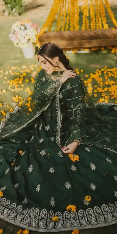 NSR 808 Green Color Chinnon Silk Embroidery Sequence Sharara Suit Casual, Wedding, Party, Festive, Events Etc. Expected Delivery 4-6 Working Days @2049/- | Jump Suits, Salwar suit, Designer Suits, Casual Suits, Creative suits, Palazzo Suits, Party Wear Suits, Patiala Suits, Straight Suits