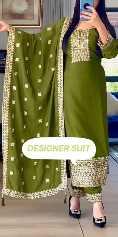 SSR 467 Green Chinnon Silk Embroidery Sequins Sharara Suit Wedding, Party, Festive, Events Etc.   Expected Delivery 4-6 Working Days @1999/- | Salwar suit, Designer Suits, Casual Suits, Creative suits, Palazzo Suits, Party Wear Suits, Straight Suits