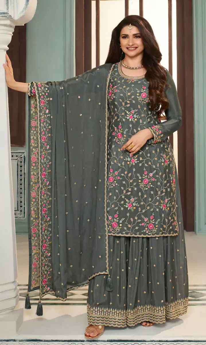 FC AVANTI Grey Color Chinon Embroidery Multi Work Salwar Suit Wedding, Party, Festive events, etc.  Expected Delivery  4-6 Working Days @2899/- | Jump Suits, Salwar suit, Designer Suits, Casual Suits, Creative suits, Palazzo Suits, Party Wear Suits, Patiala Suits, Straight Suits