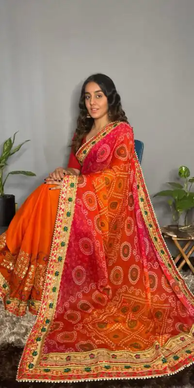 RANGILA Kavya Orange Color Chiffon Material Double Shaded Saree Casual, Party Wear, Wedding, Events, Etc. Expected Delivery 4-6 Working Days 1799/- | Sarees, Bollywood Sarees, Creative Sarees, Designer Sarees, Embroidered Sarees, Ethnic Saree, Modern Digital sarees, Party Wear Sarees