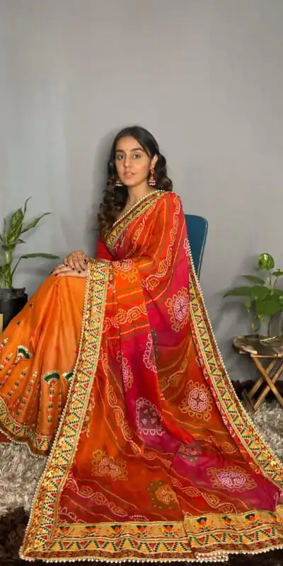 RANGILA Kavya Orange Color Chiffon Material Double Shaded Saree Casual, Party Wear, Wedding, Events, Etc. Expected Delivery 4-6 Working Days 1799/- | Sarees, Bollywood Sarees, Creative Sarees, Designer Sarees, Embroidered Sarees, Ethnic Saree, Modern Digital sarees, Party Wear Sarees
