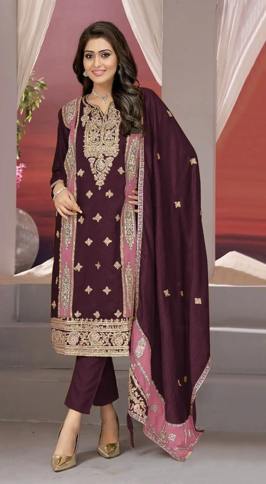 FC MARIA 1072 Wine Color Vichitra Embroidery Codding Sequence Salwar Suit Wedding, Party, Festive events, etc. Expected Delivery 4-6 Working Days @2149/- | Salwar suit, Designer Suits, Casual Suits, Creative suits, Palazzo Suits, Party Wear Suits, Patiala Suits, Straight Suits