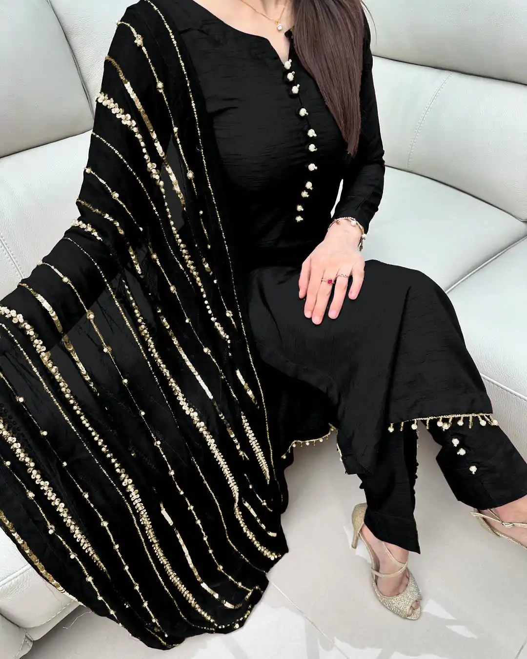 SRK 5161 Black Color Chinnon Silk Embroidery Coding Dori Salwar Suit Wedding, Party, Festive, Events Expected Delivery 4-6 Working Days @ 1899/- | Jump Suits, Salwar suit, Designer Suits, Casual Suits, Creative suits, Palazzo Suits, Party Wear Suits, Patiala Suits, Straight Suits