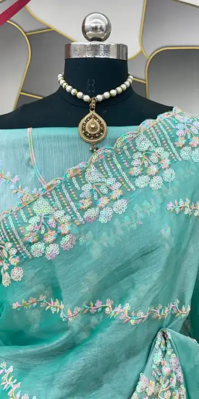 SC 289 Blue Color Jimi Choo Silk Beautiful Embroidery Saree , Party Wear, Events, Festivals Expected Delivery 4-6 Working Days 1999/- | Sarees, Bollywood Sarees, Creative Sarees, Designer Sarees, Embroidered Sarees, Ethnic Saree, Modern Digital sarees, Party Wear Sarees