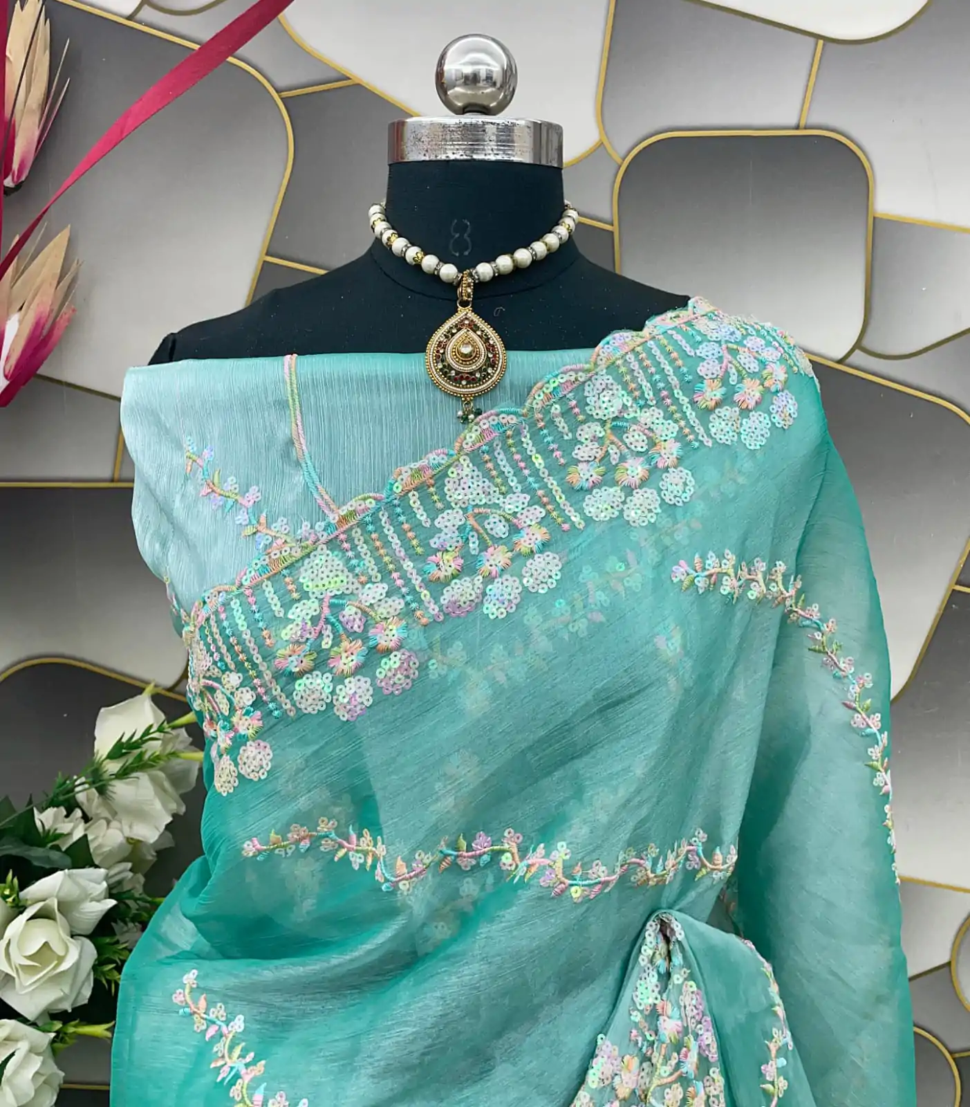SC 289 Blue Color Jimi Choo Silk Beautiful Embroidery Saree , Party Wear, Events, Festivals Expected Delivery 4-6 Working Days 1999/- | Sarees, Bollywood Sarees, Creative Sarees, Designer Sarees, Embroidered Sarees, Ethnic Saree, Modern Digital sarees, Party Wear Sarees