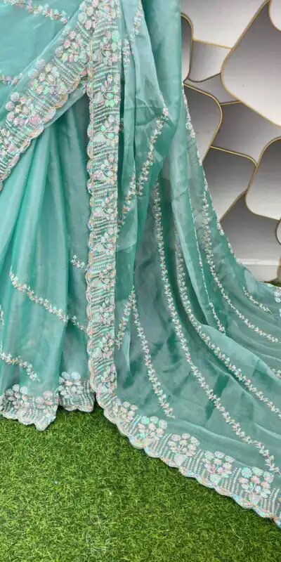 SC 289 Blue Color Jimi Choo Silk Beautiful Embroidery Saree , Party Wear, Events, Festivals Expected Delivery 4-6 Working Days 1999/- | Sarees, Bollywood Sarees, Creative Sarees, Designer Sarees, Embroidered Sarees, Ethnic Saree, Modern Digital sarees, Party Wear Sarees