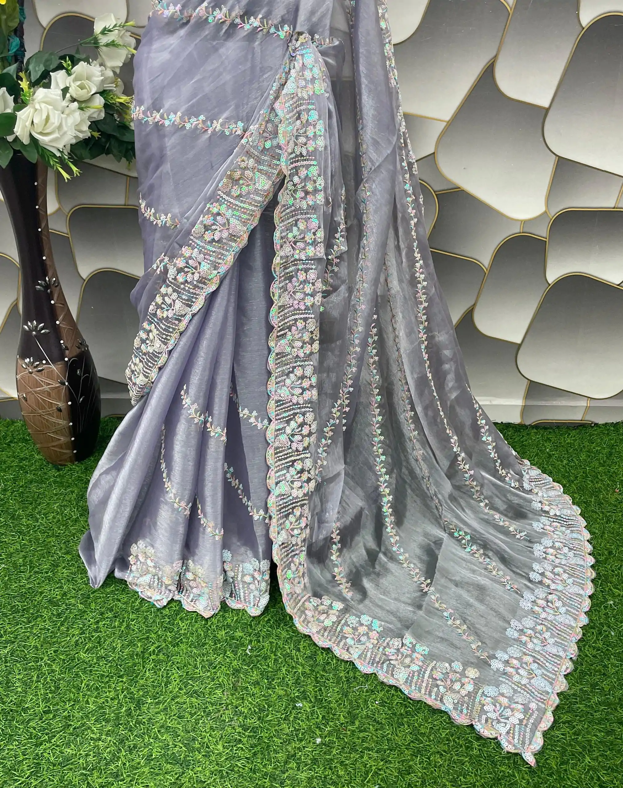SC 289 Light Violet Color Jimi Choo Silk Beautiful Embroidery Saree, Party Wear, Events, Festivals Expected Delivery 4-6 Working Days 1999/- | Sarees, Bollywood Sarees, Creative Sarees, Designer Sarees, Embroidered Sarees, Ethnic Saree, Modern Digital sarees, Party Wear Sarees