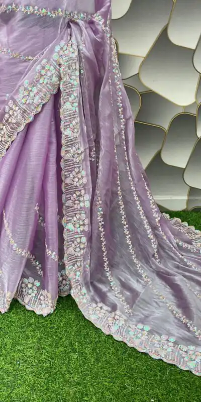 SC 289 Purple Color Jimi Choo Silk Beautiful Embroidery Saree , Party Wear, Events, Festivals Expected Delivery 4-6 Working Days 1999/- | Sarees, Bollywood Sarees, Creative Sarees, Designer Sarees, Embroidered Sarees, Ethnic Saree, Modern Digital sarees, Party Wear Sarees
