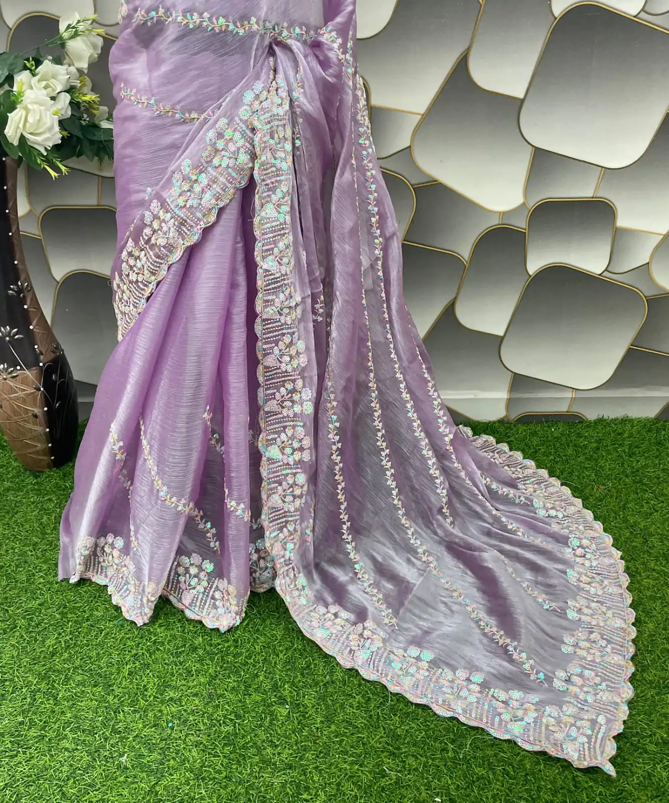 SC 289 Purple Color Jimi Choo Silk Beautiful Embroidery Saree , Party Wear, Events, Festivals Expected Delivery 4-6 Working Days 1999/- | Sarees, Bollywood Sarees, Creative Sarees, Designer Sarees, Embroidered Sarees, Ethnic Saree, Modern Digital sarees, Party Wear Sarees