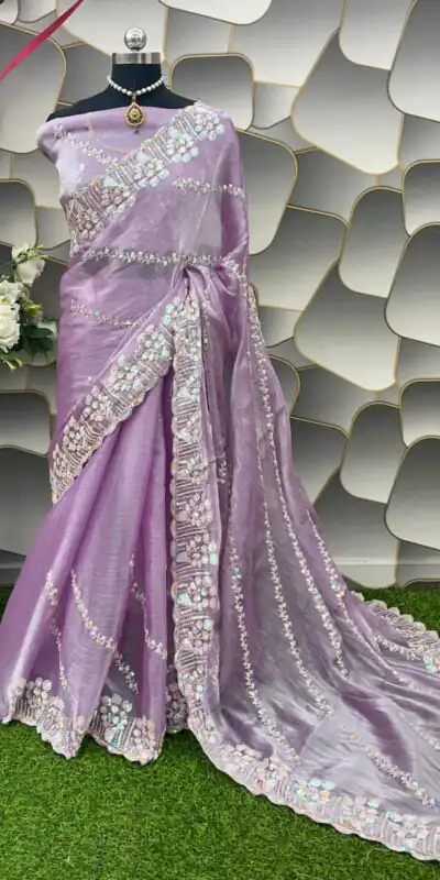  SC 289 Purple Color Jimi Choo Silk Beautiful Embroidery Saree , Party Wear, Events, Festivals Expected Delivery 4-6 Working Days 1999/- | Sarees, Bollywood Sarees, Creative Sarees, Designer Sarees, Embroidered Sarees, Ethnic Saree, Modern Digital sarees, Party Wear Sarees