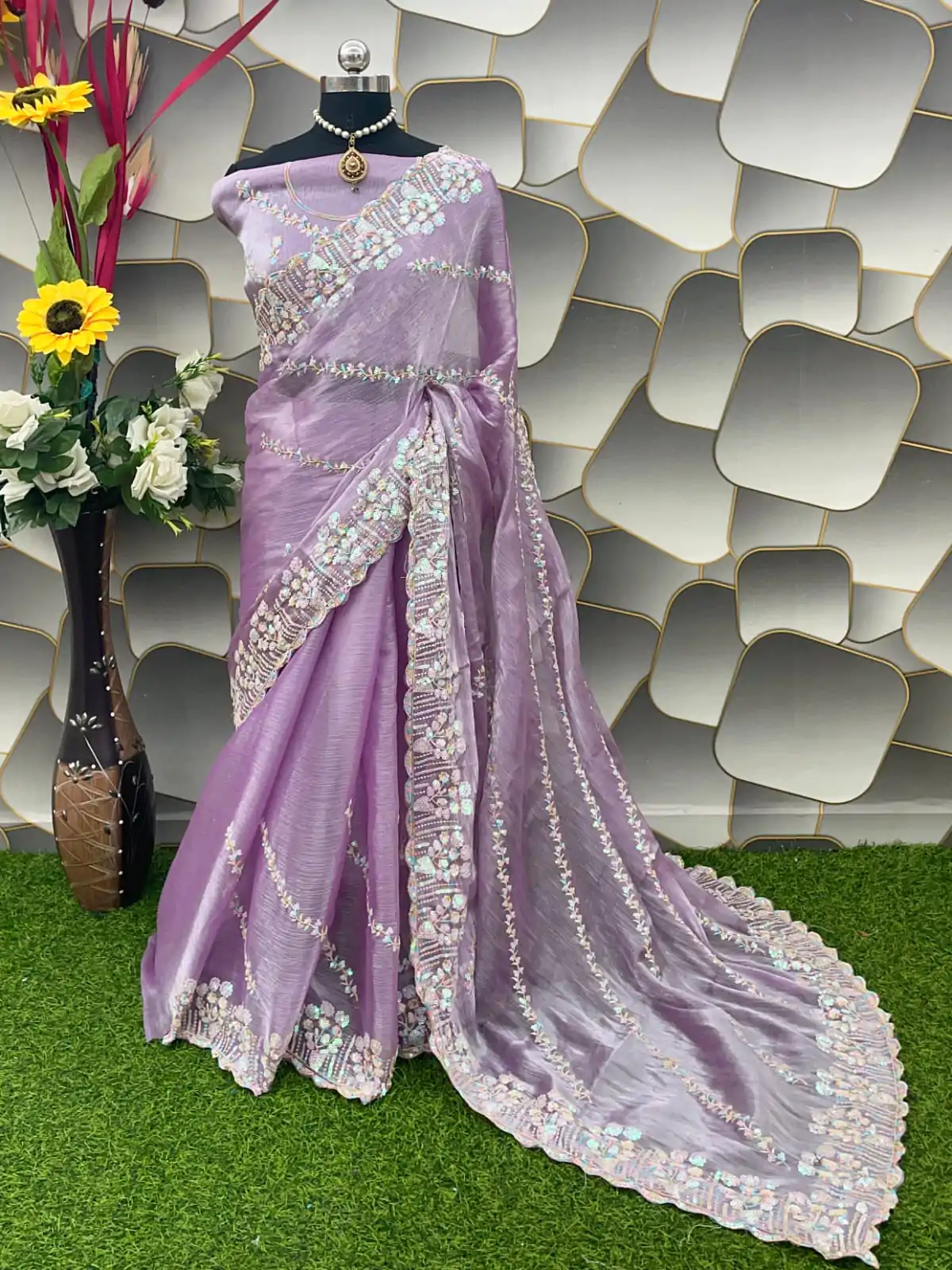 SC 289 Purple Color Jimi Choo Silk Beautiful Embroidery Saree , Party Wear, Events, Festivals Expected Delivery 4-6 Working Days 1999/- | Sarees, Bollywood Sarees, Creative Sarees, Designer Sarees, Embroidered Sarees, Ethnic Saree, Modern Digital sarees, Party Wear Sarees