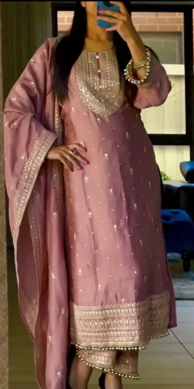 NF 1216 Peach Color Chinon Silk Embroidery Sequence Salwar Suit Casual, Wedding, Party, Festive, Events . Expected Delivery  4-6 Working Days @2149 | Salwar suit, Designer Suits, Casual Suits, Creative suits, Palazzo Suits, Party Wear Suits, Patiala Suits, Straight Suits