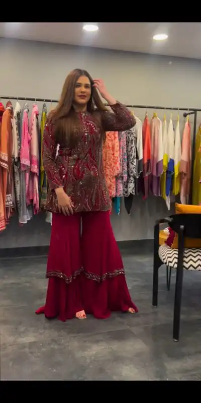 BE 257 Red Color Georgette Sequence Embroidery Salwar Suit Wedding, Party, Festive events, etc.  Expected Delivery  4-6 Working Days @2399/- | Salwar suit, Designer Suits, Casual Suits, Creative suits, Palazzo Suits, Party Wear Suits, Patiala Suits, Straight Suits
