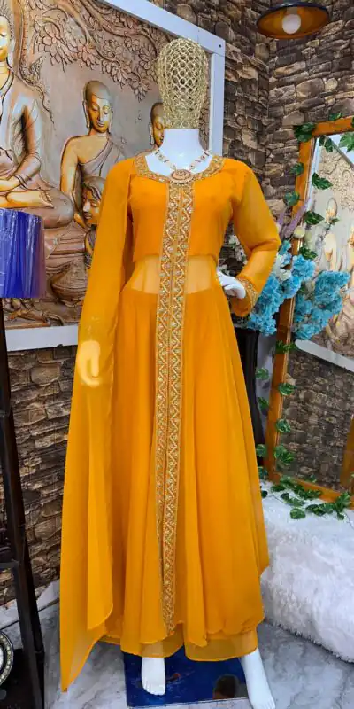 VLM 136 Yellow Color Georgette Embroidery Sequence Salwar Suit Wedding, Party, Festive, Events Expected Delivery 4-6 Working Days @ 1699/- Only | Salwar suit, Designer Suits, Casual Suits, Creative suits, Party Wear Suits, Straight Suits