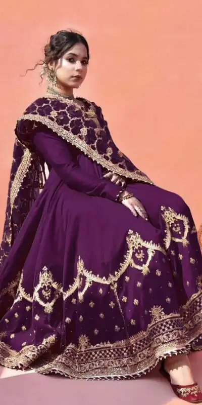 ZSR 3063 Purple Color Georgette Embroidery Sequence Salwar Suit Casual, Wedding, Festive, Events Expected Delivery 4-6 Working Days @2049/- | Jump Suits, Salwar suit, Designer Suits, Casual Suits, Creative suits, Palazzo Suits, Party Wear Suits, Patiala Suits, Straight Suits