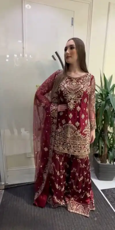 NF 1152 Maroon color Faux Georgette Embroidery Salwar Suit Casual, Wedding, Party, Festive, Events . Expected Delivery  4-6 Working Days @2449 | Jump Suits, Salwar suit, Designer Suits, Casual Suits, Creative suits, Palazzo Suits, Party Wear Suits, Patiala Suits, Straight Suits