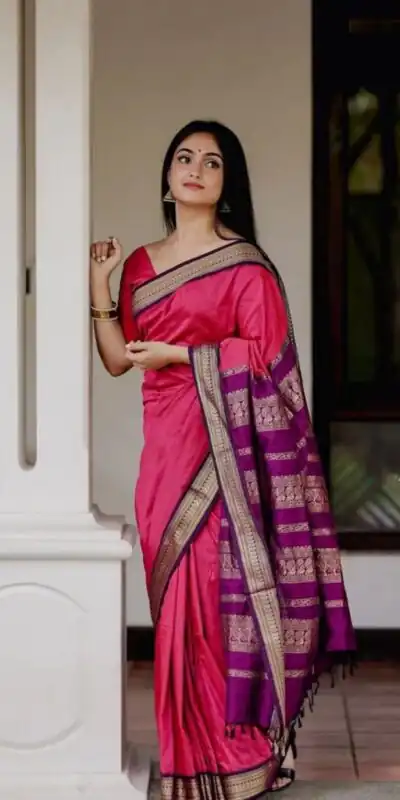 KP 5004 Pink Color Soft Lichi Silk Jacquard On All Over Saree Casual, Party Wear, Wedding, Events Etc. Expected Delivery 4-6 Working Days @1449/- | Sarees, Bollywood Sarees, Creative Sarees, Designer Sarees, Embroidered Sarees, Ethnic Saree, Modern Digital sarees, Party Wear Sarees