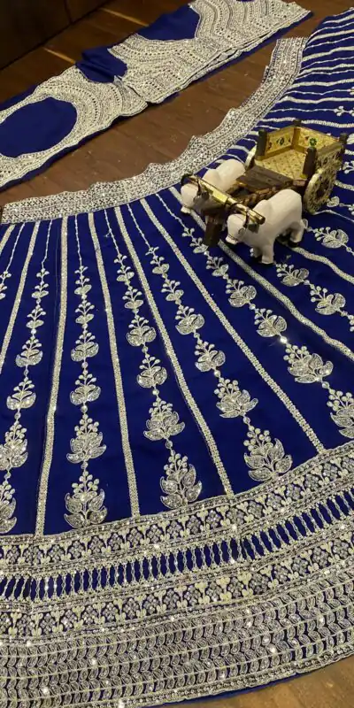 BD 1610 Royal Blue Color Georgette Embroidered Lehenga Choli Casual, Wedding, Festive, Events Expected Delivery 4-6 Working Days @3249/- | Lehenga, Bollywood Lehenga, Creative Lehenga, Designer Lehenga, Embroidered Lehenga, Party Wear Lehenga