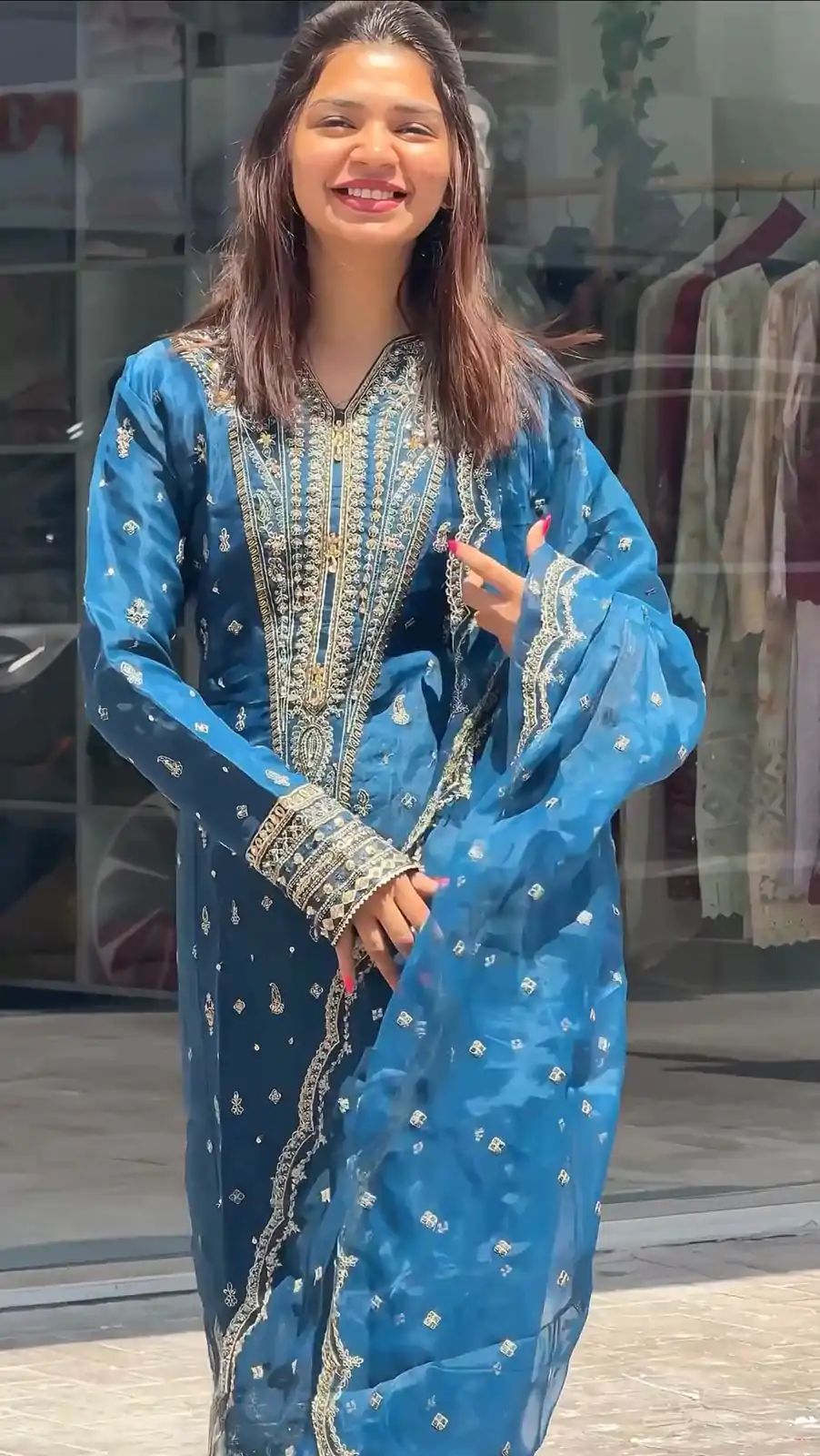 AD 162 Blue Color Organza Silk Embroidery Work Sharara Suit Casual, Wedding, Party, Festive, Events Etc. Expected Delivery 4-6 Working Days @1899/- | Jump Suits, Salwar suit, Designer Suits, Casual Suits, Creative suits, Palazzo Suits, Party Wear Suits, Patiala Suits, Straight Suits