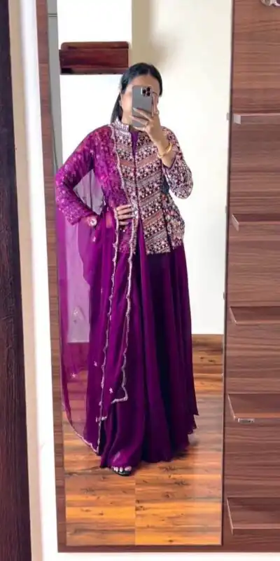 ST 1040 Purple Color Georgette Embroidery Lehenga Choli Casual, Wedding, Party, Festive, Events Etc. Expected Delivery 4-6 Working Days @ 2449/- | Lehenga, Bollywood Lehenga, Creative Lehenga, Designer Lehenga, Embroidered Lehenga, Party Wear Lehenga