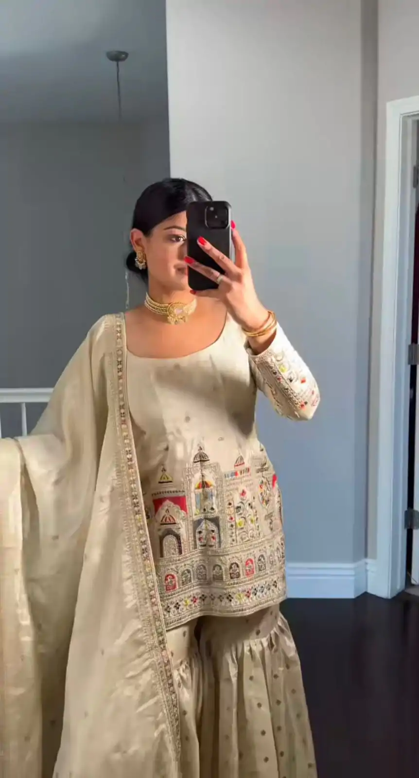NSR 811 Cream Color Pure Chinnon Silk Embroidery Coding Salwar Suit Casual, Party Festive, Events Etc. Expected Delivery 4-6 Working Days @2149/- | Jump Suits, Salwar suit, Designer Suits, Casual Suits, Creative suits, Palazzo Suits, Party Wear Suits, Patiala Suits, Straight Suits
