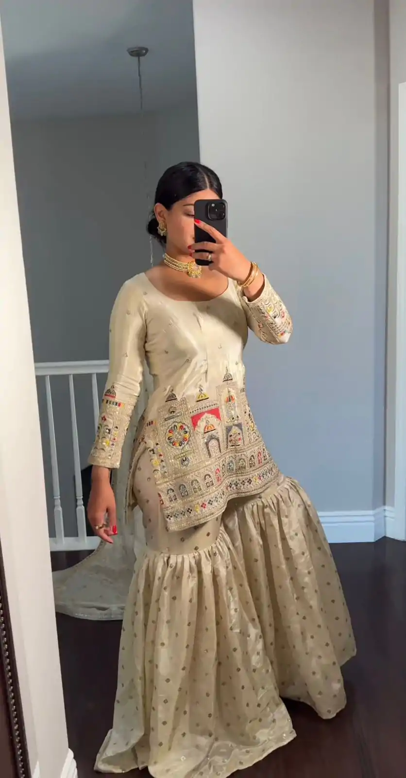 NSR 811 Cream Color Pure Chinnon Silk Embroidery Coding Salwar Suit Casual, Party Festive, Events Etc. Expected Delivery 4-6 Working Days @2149/- | Jump Suits, Salwar suit, Designer Suits, Casual Suits, Creative suits, Palazzo Suits, Party Wear Suits, Patiala Suits, Straight Suits