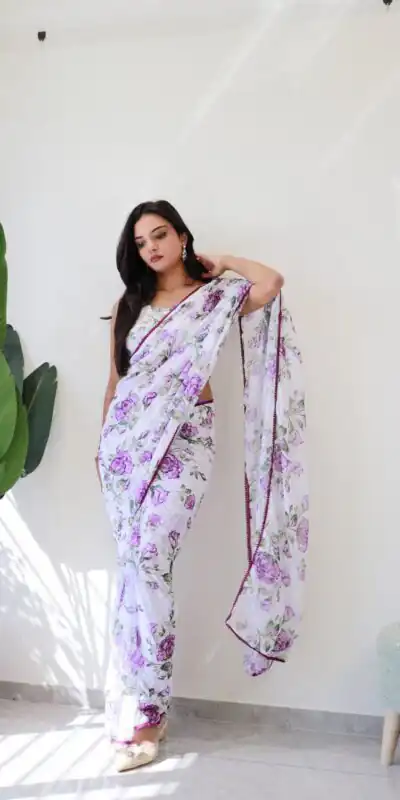 SC 282 Purple Color Pure Soft Georgette Silk Design All Over Saree , Party Wear, Events, Festivals Expected Delivery 4-6 Working Days 1649/- | Sarees, Bollywood Sarees, Creative Sarees, Designer Sarees, Embroidered Sarees, Ethnic Saree, Modern Digital sarees, Party Wear Sarees