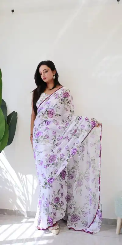 SC 282 Purple Color Pure Soft Georgette Silk Design All Over Saree , Party Wear, Events, Festivals Expected Delivery 4-6 Working Days 1649/- | Sarees, Bollywood Sarees, Creative Sarees, Designer Sarees, Embroidered Sarees, Ethnic Saree, Modern Digital sarees, Party Wear Sarees