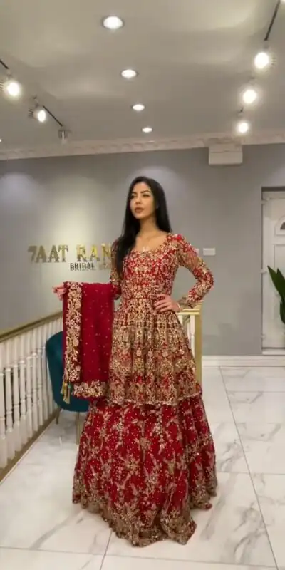 KD 1464 Red Color Georgette Thread Sequence Lehenga Choli Casual, Party Wear, Wedding, Events Etc. Expected Delivery 4-6 Working Days @2399/- | Lehenga, Bollywood Lehenga, Creative Lehenga, Designer Lehenga, Embroidered Lehenga, Party Wear Lehenga