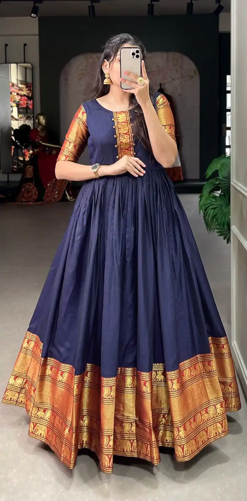 YNF 5313 Navy Blue Color Narayan Pet Zari Weaving Work Gown Casual, Wedding, Festive, Events, Designer Party Wear, Delivery 4-6 Working Days @1899 | Gowns, Bollywood Gowns, Creative Gowns, Designer Gowns, Embroidered Gowns, Party Wear Gowns