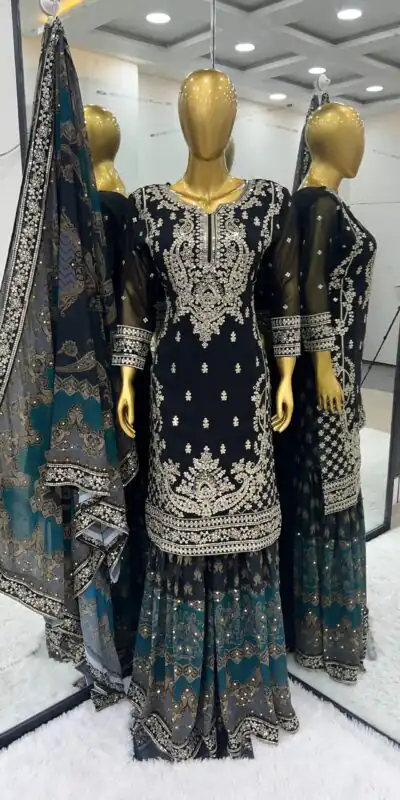 SSR 471 Black Color Georgette Embroidery Sequence Salwar Suit Wedding, Party, Festive, Events Expected Delivery 4-6 Working Days @ 2449/- Only | Salwar suit, Designer Suits, Casual Suits, Creative suits, Party Wear Suits, Straight Suits