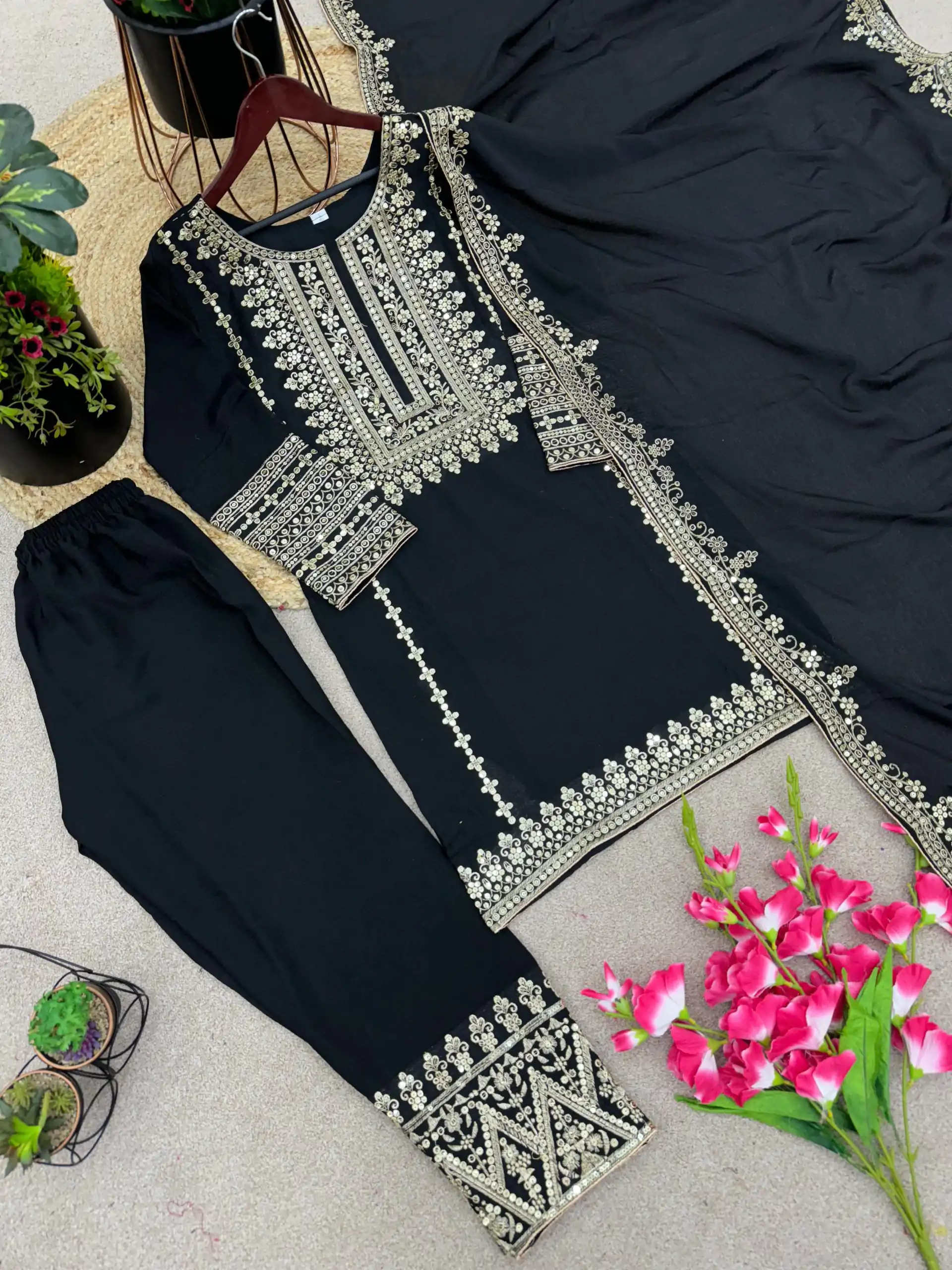 SRK 5151 Black Color Pure Chinnon Silk Embroidery Sequence Salwar Suit Wedding, Party, Festive, Events Expected Delivery 4-6 Working Days @ 1949/- | Jump Suits, Salwar suit, Designer Suits, Casual Suits, Creative suits, Palazzo Suits, Party Wear Suits, Patiala Suits, Straight Suits