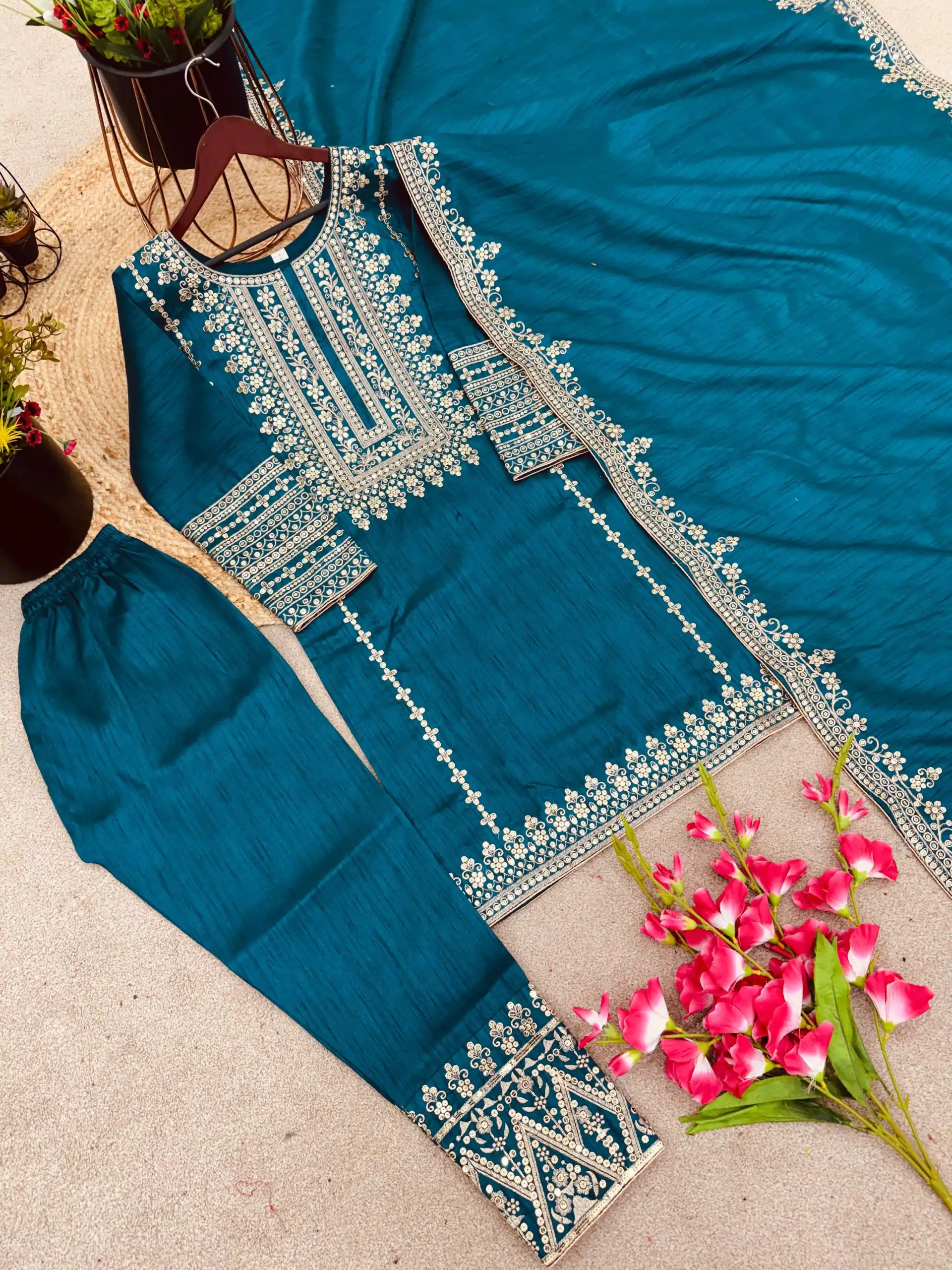 SRK 5151 Blue Color Pure Chinnon Silk Embroidery Sequence Salwar Suit Wedding, Party, Festive, Events Expected Delivery 4-6 Working Days @ 1949/- | Jump Suits, Salwar suit, Designer Suits, Casual Suits, Creative suits, Palazzo Suits, Party Wear Suits, Patiala Suits, Straight Suits