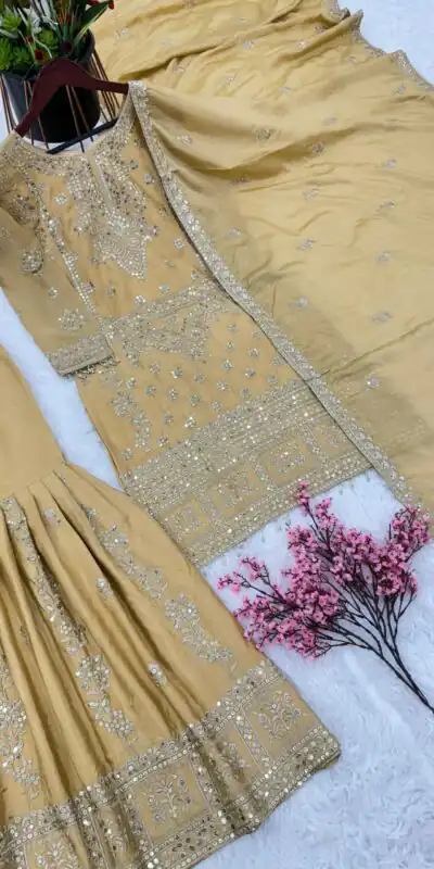 ZSR-3066 Chiku Color Chinnon Embroidery Sequence Salwar Suit Casual, Wedding, Festive, Events Expected Delivery 4-6 Working Days @2199/- | Jump Suits, Salwar suit, Designer Suits, Casual Suits, Creative suits, Palazzo Suits, Party Wear Suits, Patiala Suits, Straight Suits