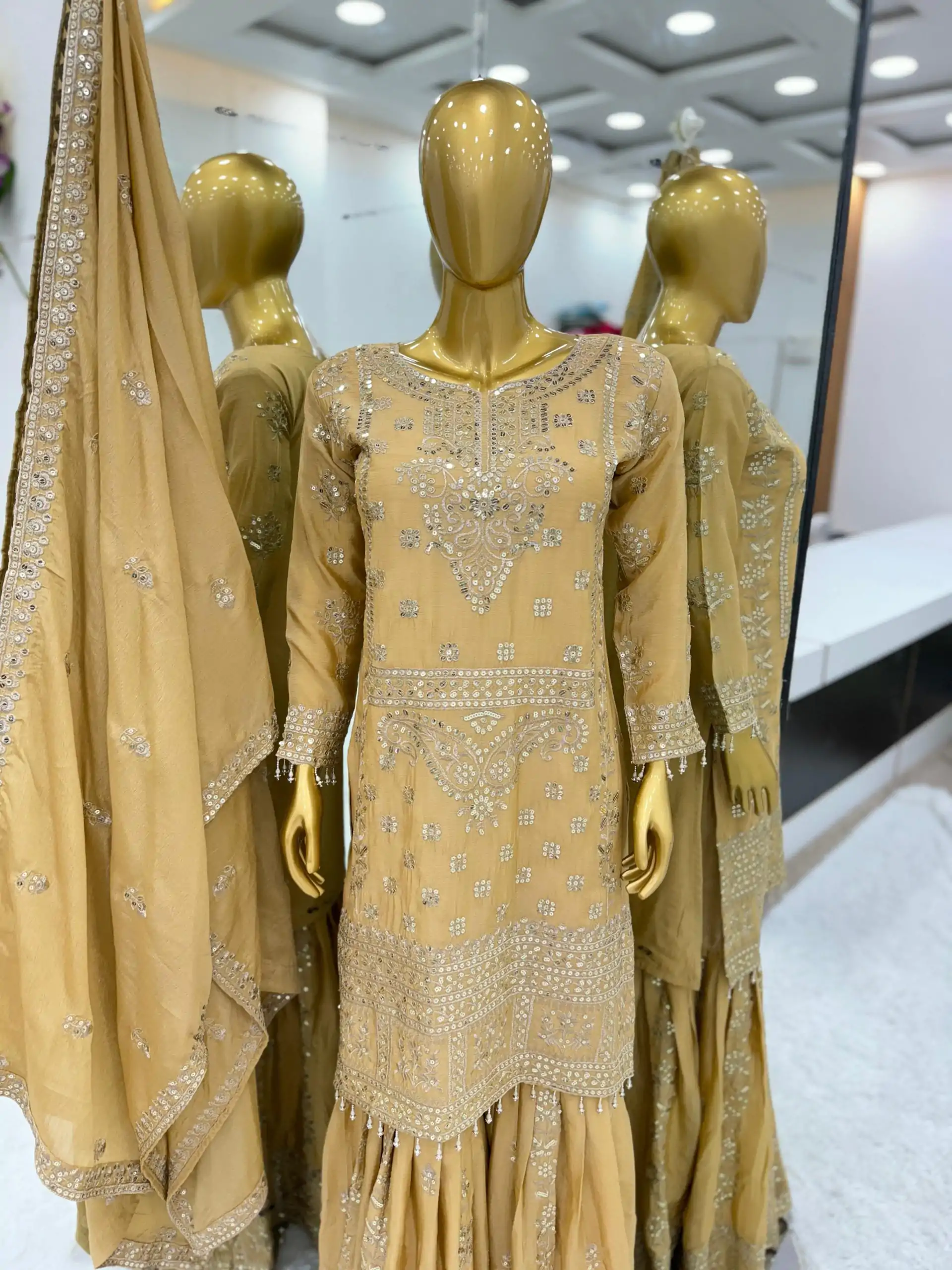  ZSR-3066 Chiku Color Chinnon Embroidery Sequence Salwar Suit Casual, Wedding, Festive, Events Expected Delivery 4-6 Working Days @2199/- | Jump Suits, Salwar suit, Designer Suits, Casual Suits, Creative suits, Palazzo Suits, Party Wear Suits, Patiala Suits, Straight Suits