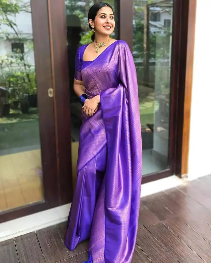 KP 4009 Violet Color Soft Lichi Silk Jacquard On All Over Saree Casual, Party Wear, Wedding, Events Etc. Expected Delivery 4-6 Working Days @1299/- | Sarees, Bollywood Sarees, Creative Sarees, Designer Sarees, Embroidered Sarees, Ethnic Saree, Modern Digital sarees, Party Wear Sarees