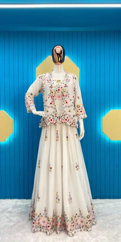LG 1855 White Color Chinon Sequence Embroidery Lehenga Choli Traditional Wear, Festive, Wedding, Events Expected Delivery 4-6 Working Days @3249/- | Lehenga, Bollywood Lehenga, Creative Lehenga, Designer Lehenga, Embroidered Lehenga, Party Wear Lehenga