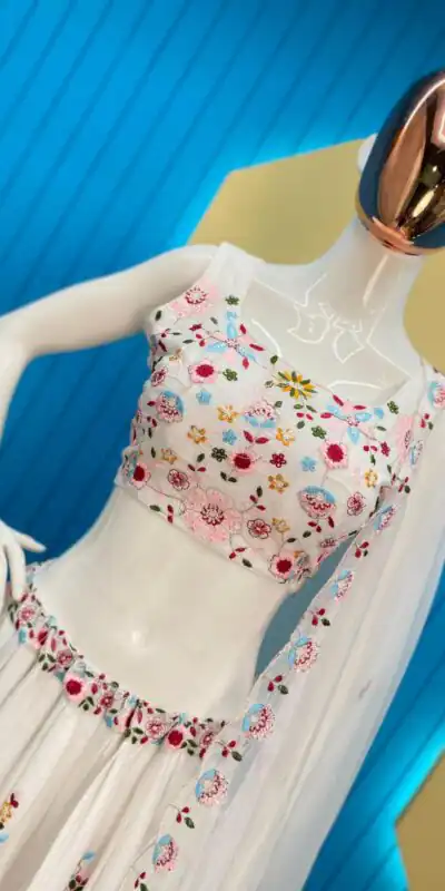 LG 1855 White  Color Chinon Sequence Embroidery Lehenga Choli Traditional Wear, Festive, Wedding, Events Expected Delivery 4-6 Working Days @3249/- | Lehenga, Bollywood Lehenga, Creative Lehenga, Designer Lehenga, Embroidered Lehenga, Party Wear Lehenga