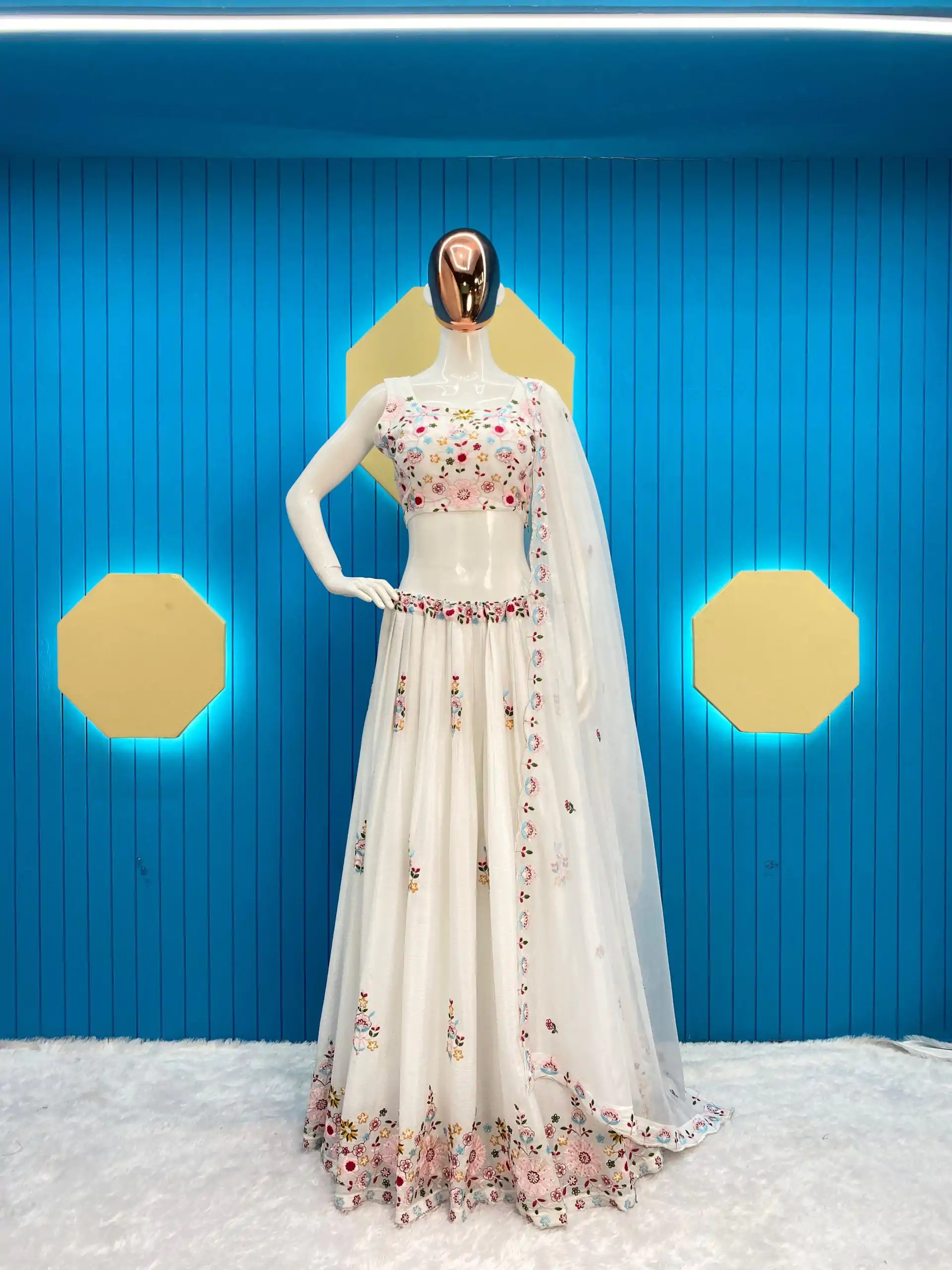 LG 1855 White  Color Chinon Sequence Embroidery Lehenga Choli Traditional Wear, Festive, Wedding, Events Expected Delivery 4-6 Working Days @3249/- | Lehenga, Bollywood Lehenga, Creative Lehenga, Designer Lehenga, Embroidered Lehenga, Party Wear Lehenga