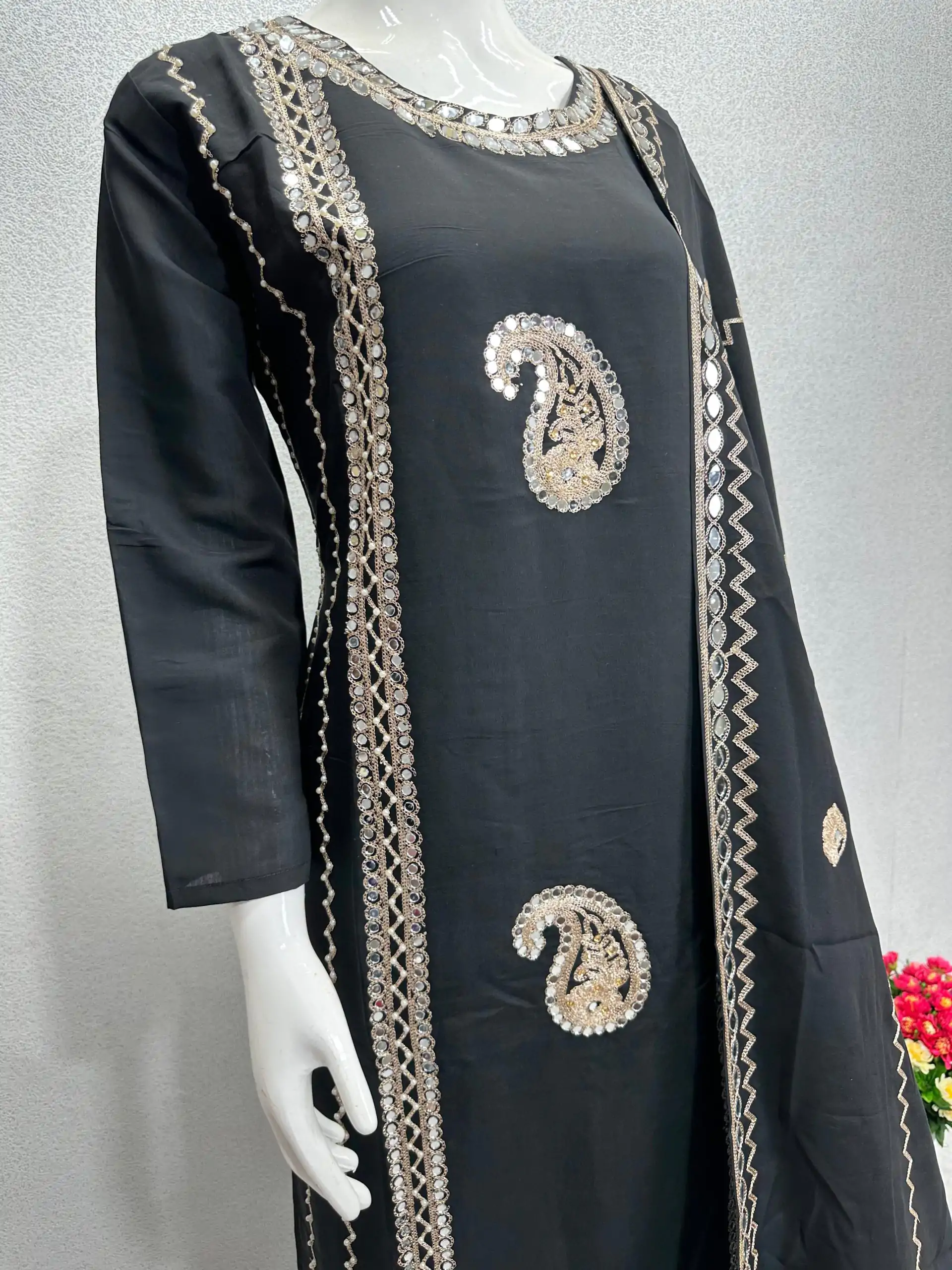KF 1641 Black Color Roman Silk Embroidered Salwar Suit Wedding, Party, Festive, Events Etc.  Expected Delivery 4-6 Working Days @1999/-Only | Salwar suit, Designer Suits, Casual Suits, Creative suits, Palazzo Suits, Party Wear Suits, Straight Suits