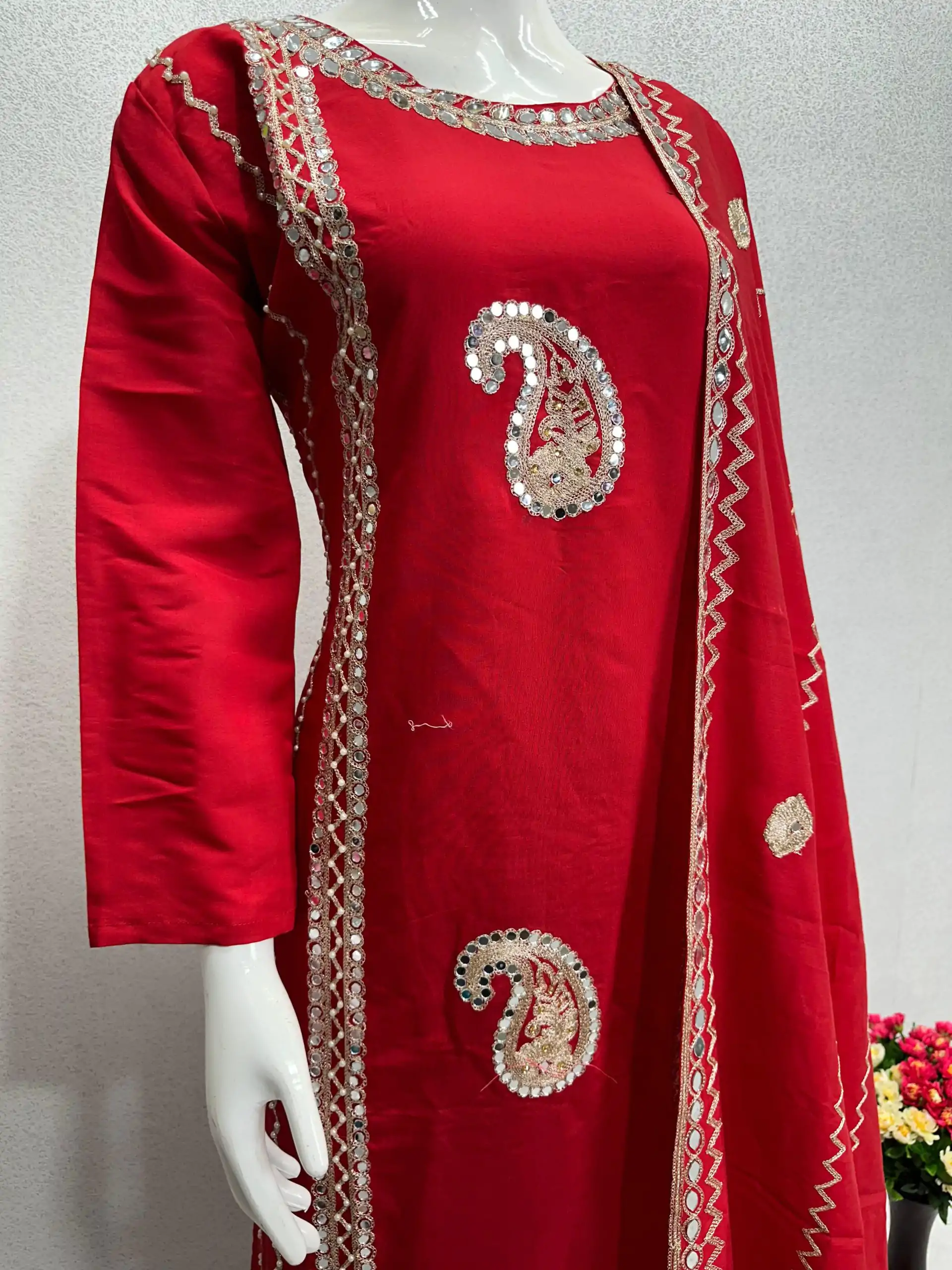KF 1641 Red Color Roman Silk Embroidered Salwar Suit Wedding, Party, Festive, Events Etc.  Expected Delivery 4-6 Working Days @1999/-Only | Salwar suit, Designer Suits, Casual Suits, Creative suits, Palazzo Suits, Party Wear Suits, Straight Suits