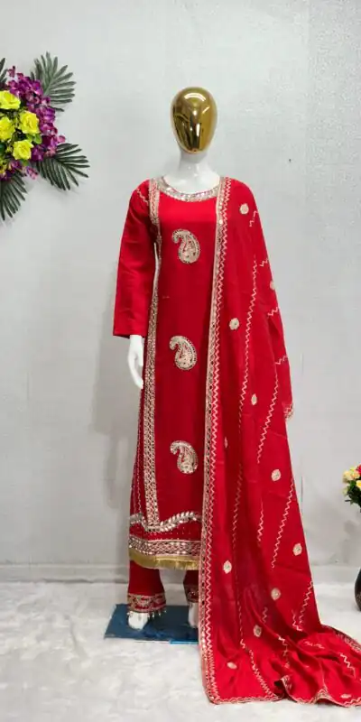 KF 1641 Red Color Roman Silk Embroidered Salwar Suit Wedding, Party, Festive, Events Etc.  Expected Delivery 4-6 Working Days @1999/-Only | Salwar suit, Designer Suits, Casual Suits, Creative suits, Palazzo Suits, Party Wear Suits, Straight Suits