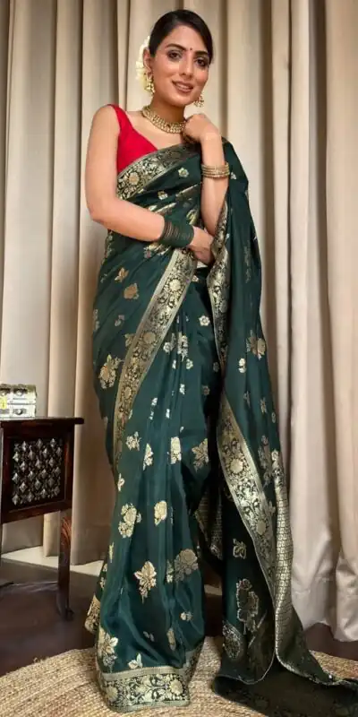DDF 129 Green Color Banarasi Soft Silk Extra Ordinary Design Saree Casual, Party Wear, Events, Festivals Etc. Expected Delivery 4-6 Working Days 1449/- | Sarees, Bollywood Sarees, Creative Sarees, Designer Sarees, Embroidered Sarees, Ethnic Saree, Modern Digital sarees, Party Wear Sarees