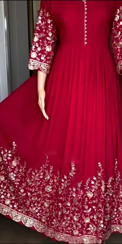 NSR 812 Red Color Georgette Embroidery Sequence Gown Casual, Wedding, Festive Party Wear, Events Black Color Gown @2049/- | Gowns, Bollywood Gowns, Creative Gowns, Designer Gowns, Embroidered Gowns, Party Wear Gowns