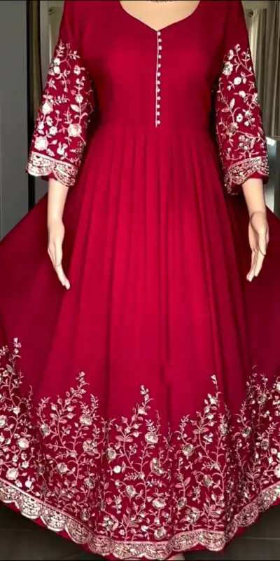 NSR 812 Red Color Georgette Embroidery Sequence Gown Casual, Wedding, Festive Party Wear, Events Black Color Gown @2049/- | Gowns, Bollywood Gowns, Creative Gowns, Designer Gowns, Embroidered Gowns, Party Wear Gowns
