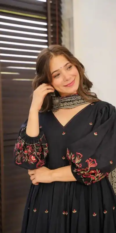 SRK 5171 Black Color Pure Chinnon Silk Embroidery Sequence Salwar Suit Wedding, Party, Festive, Events Expected Delivery 4-6 Working Days @ 1999/- | Jump Suits, Salwar suit, Designer Suits, Casual Suits, Creative suits, Palazzo Suits, Party Wear Suits, Patiala Suits, Straight Suits